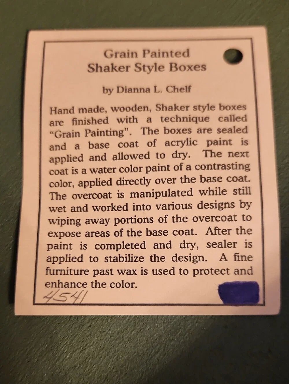 Shaker Style Grain Painting Oval Box Signed By Artist EUC
